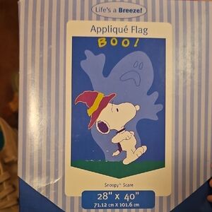 Snoopy Scare Applique Flag - Blue